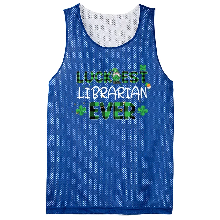 Luckiest Librarian Ever St Patricks Day Library Books Lover Gift Mesh Reversible Basketball Jersey Tank