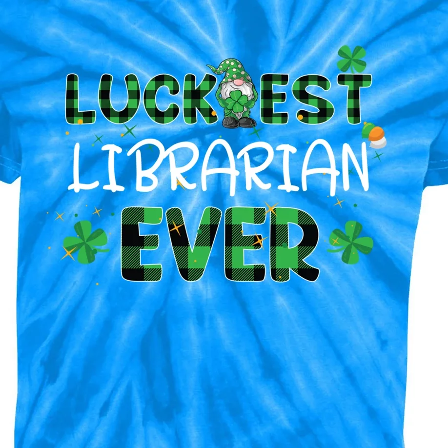 Luckiest Librarian Ever St Patricks Day Library Books Lover Gift Kids Tie-Dye T-Shirt