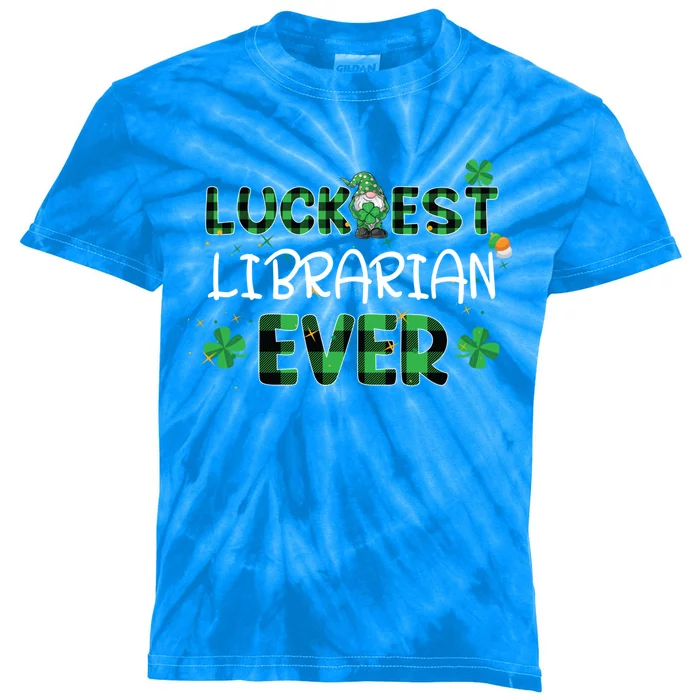 Luckiest Librarian Ever St Patricks Day Library Books Lover Gift Kids Tie-Dye T-Shirt