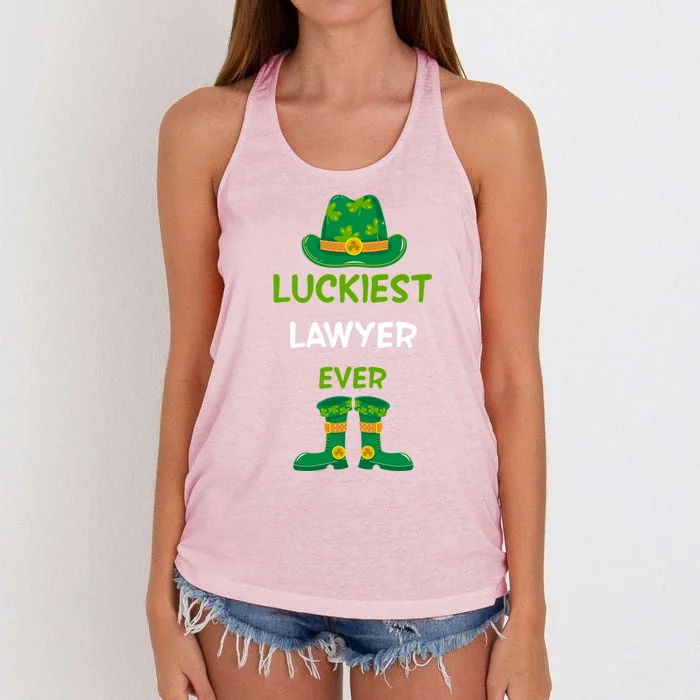 Luckiest Lawyer Ever Irish St Patricks Day Jobs Outfits Tee Gift Women's Knotted Racerback Tank