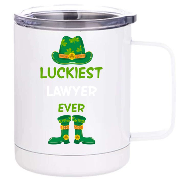 Luckiest Lawyer Ever Irish St Patricks Day Jobs Outfits Tee Gift Front & Back 12oz Stainless Steel Tumbler Cup