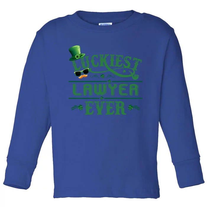 Luckiest Lawyer Ever Shamrock Leprechaun Hat St Patrick Day Great Gift Toddler Long Sleeve Shirt