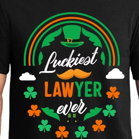 Luckiest Lawyer Ever Shamrock Top Hat St Patricks Day Funny Gift Pajama Set