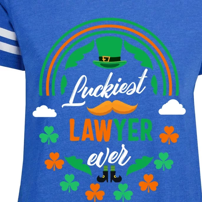 Luckiest Lawyer Ever Shamrock Top Hat St Patricks Day Funny Gift Enza Ladies Jersey Football T-Shirt