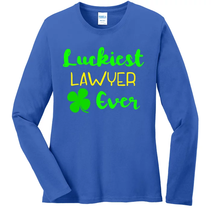 Luckiest Lawyer Ever St Patrick's Day Irish Attorney Legal Funny Gift Ladies Long Sleeve Shirt