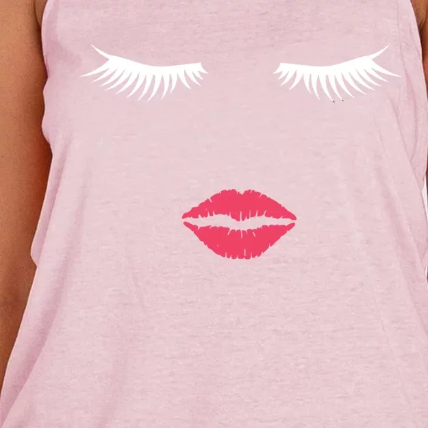 Lash Lady Eyelashes And Make Up Artist Gift For Beautician Cool Gift Women's Knotted Racerback Tank