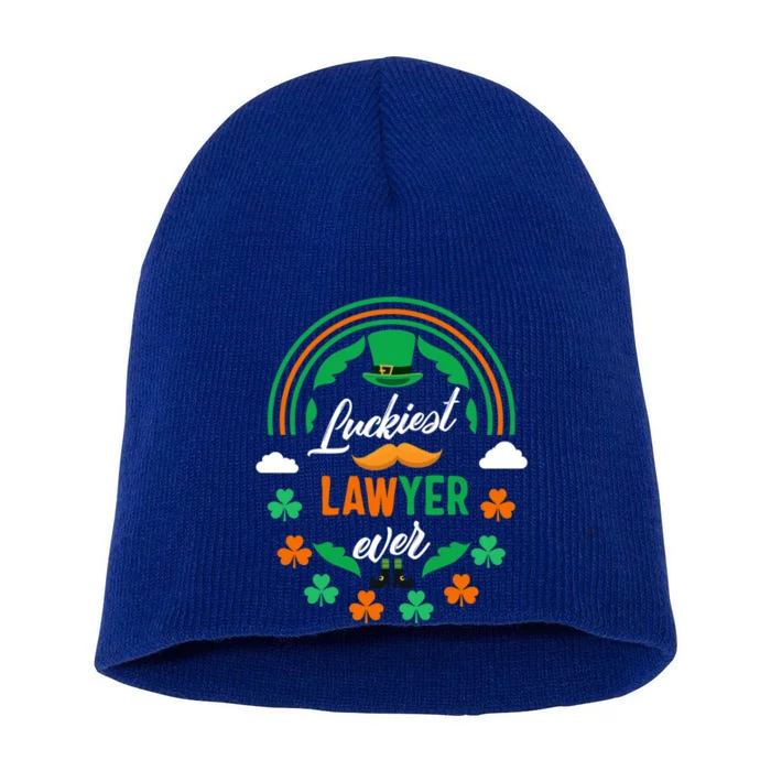 Luckiest Lawyer Ever Shamrock Top Hat St Patricks Day Cute Gift Short Acrylic Beanie