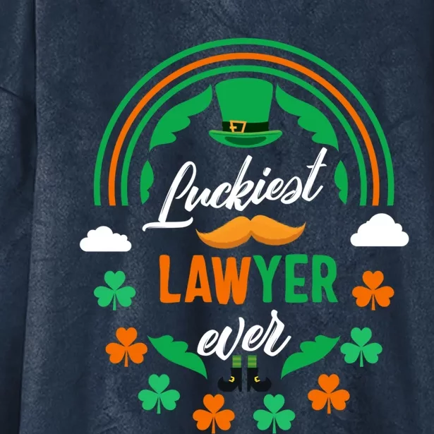 Luckiest Lawyer Ever Shamrock Top Hat St Patricks Day Cute Gift Hooded Wearable Blanket