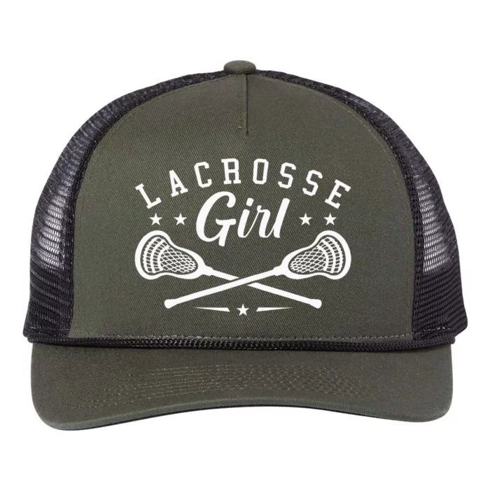 Lacrosse Lover Funny Lacrosse Girl LAX Lacrosse Fan Retro Rope Trucker Hat Cap