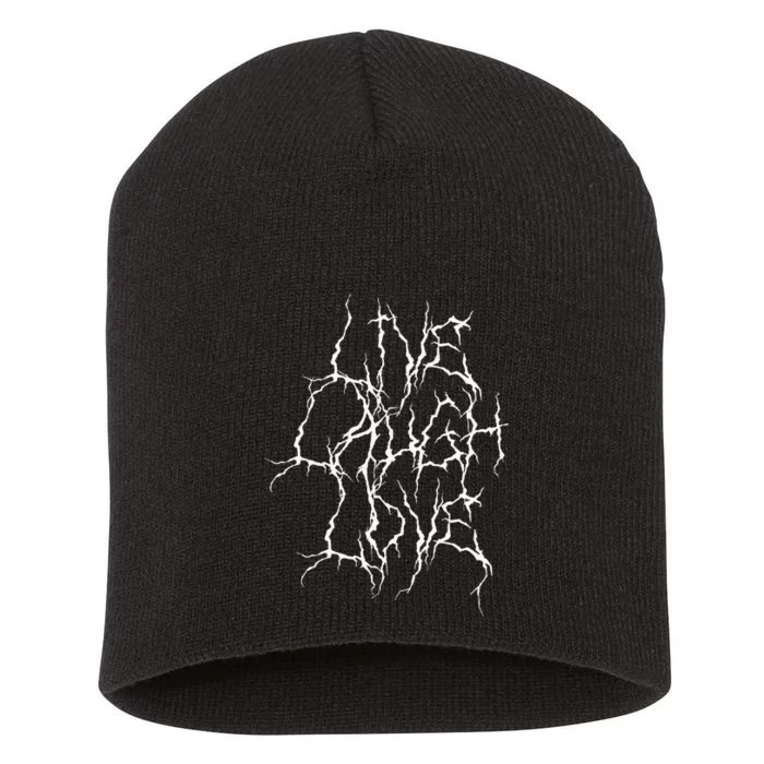 Live Laugh Funny Love Heavy Black Metal Parody Halloween Art Short Acrylic Beanie