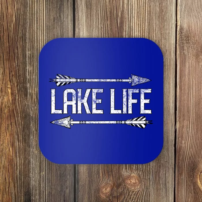 Lake Life Fishing Boating Sailing Funny Outdoor Gift Mom Dad Cool Gift Coaster