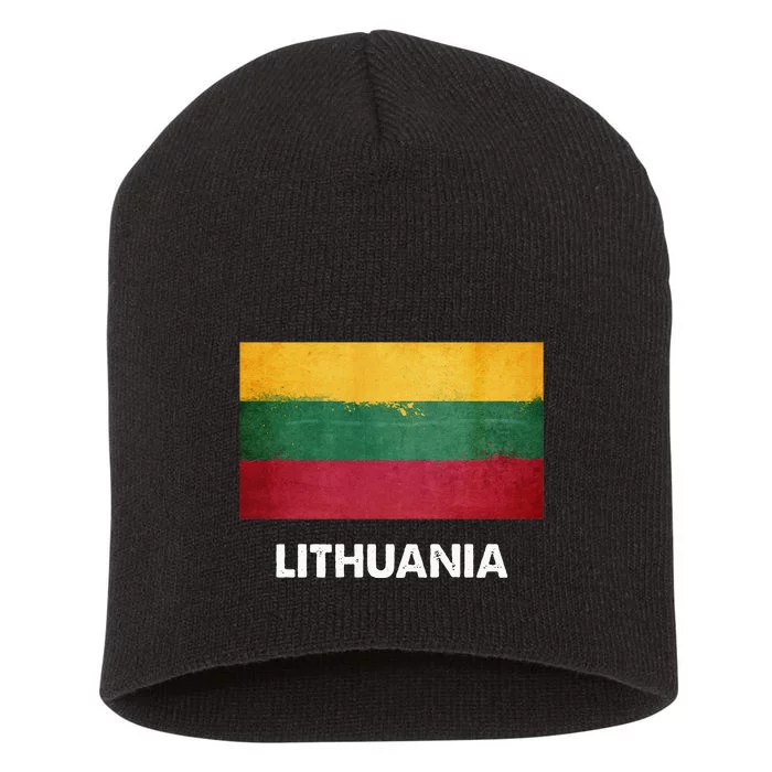 Lithuanian Lithuania Flag Swea Short Acrylic Beanie