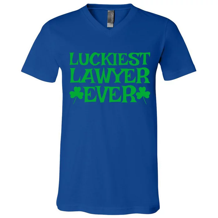 Luckiest Lawyer Funny Gift Shamrock Costume Green St Patricks Day Meaningful Gif V-Neck T-Shirt