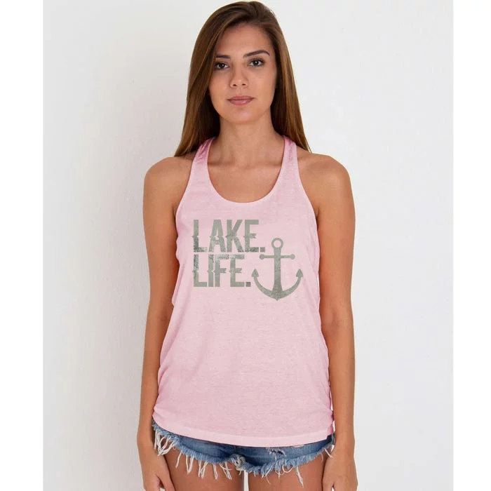 Lake Life Funny Gift Nautical Themed Anchor Hooded Funny Gift Women's Knotted Racerback Tank