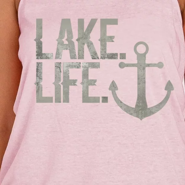 Lake Life Funny Gift Nautical Themed Anchor Hooded Funny Gift Women's Knotted Racerback Tank