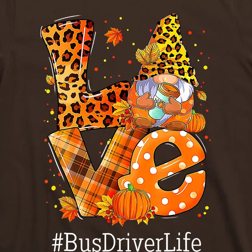 Leopard Love Fall Y'all Gnome Pumpkin Cool For Halloween T-Shirt