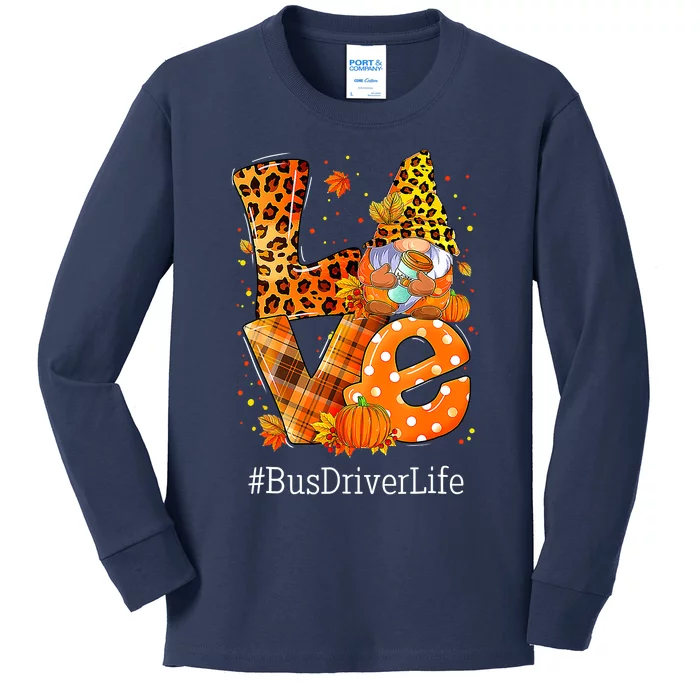 Leopard Love Fall Y'all Gnome Pumpkin Cool For Halloween Kids Long Sleeve Shirt