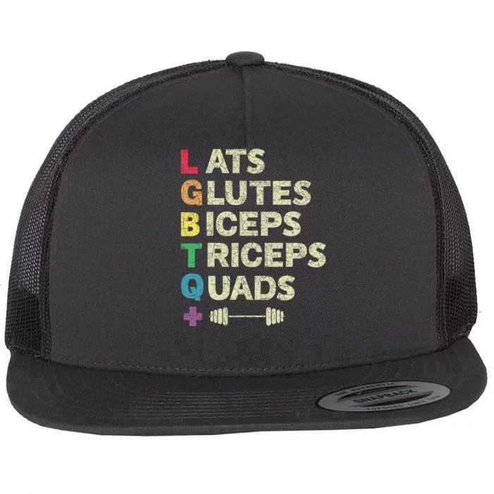 Lgbtq Lats Glutes Biceps Triceps Quads Weightlifting Flat Bill Trucker Hat