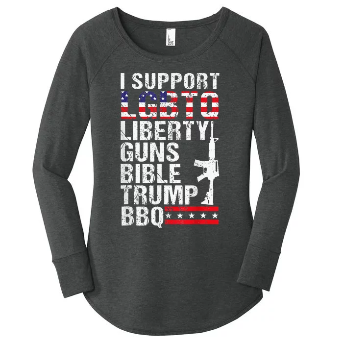 Lgbtq Liberty Guns Bible Trump Bbq Women's Perfect Tri Tunic Long Sleeve Shirt