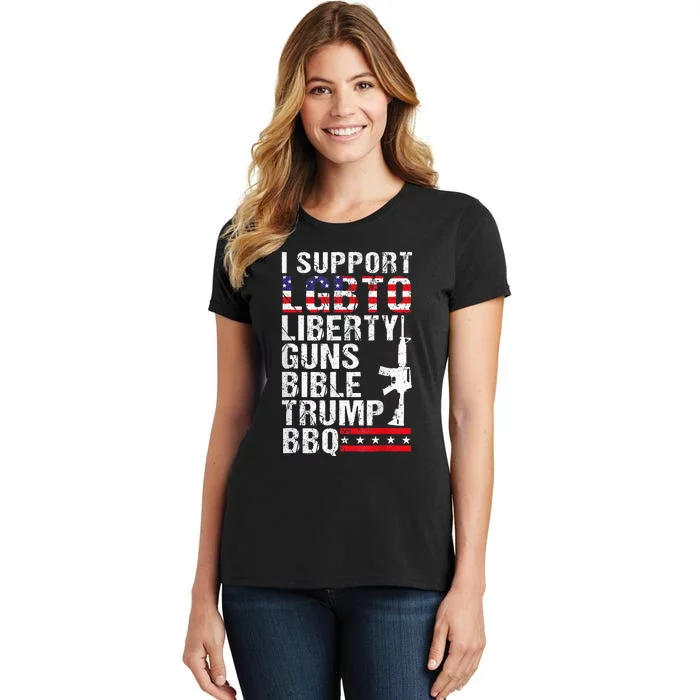 Lgbtq Liberty Guns Bible Trump Bbq Women's T-Shirt