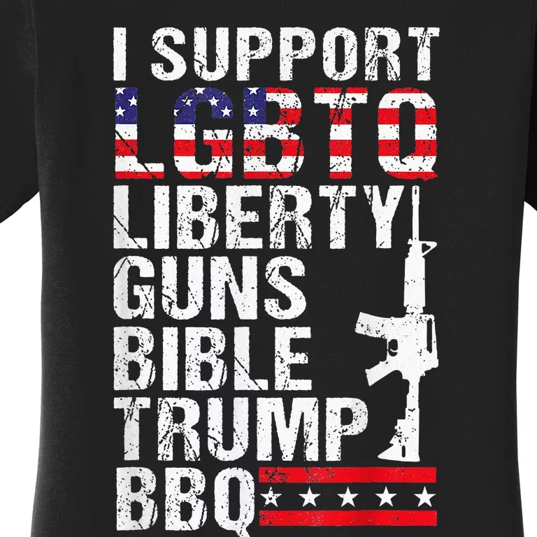 Lgbtq Liberty Guns Bible Trump Bbq Women's T-Shirt