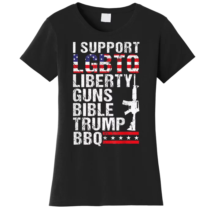 Lgbtq Liberty Guns Bible Trump Bbq Women's T-Shirt