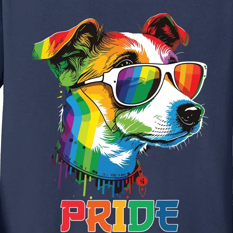 LGBT Lesbian Gay Pride Jack Russell Dog Kids Long Sleeve Shirt