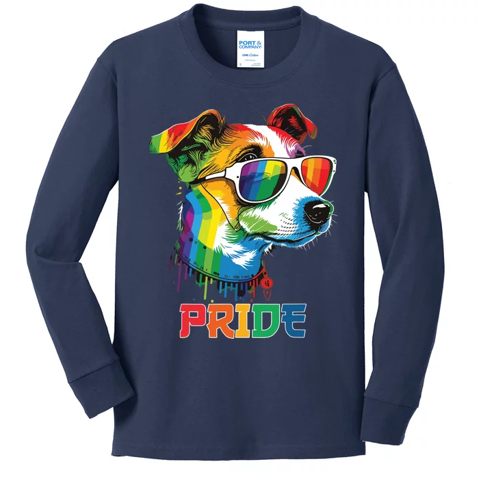 LGBT Lesbian Gay Pride Jack Russell Dog Kids Long Sleeve Shirt