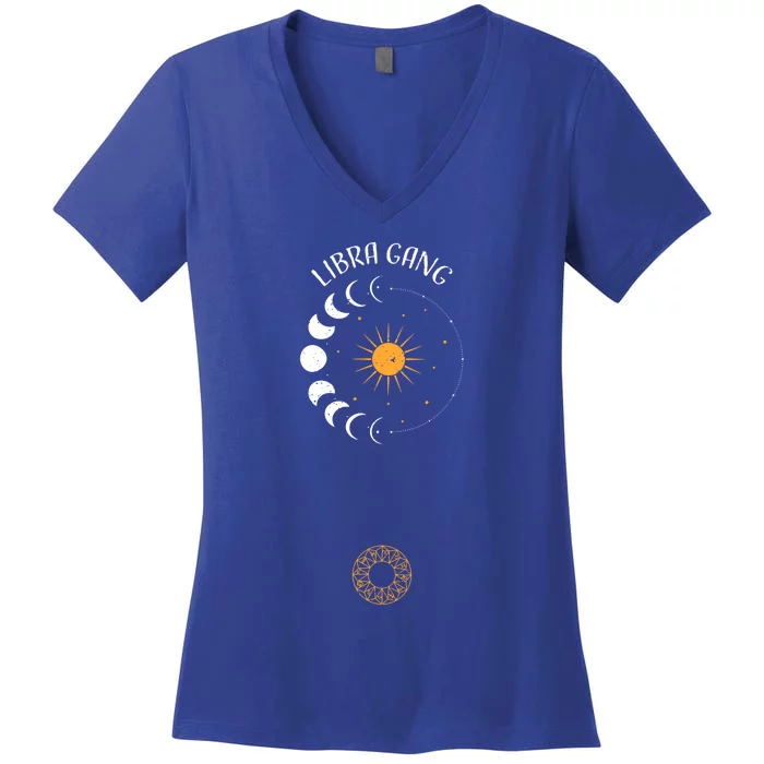 Libra: Libra Gang Astrology Sayings Cute Gift Women's V-Neck T-Shirt