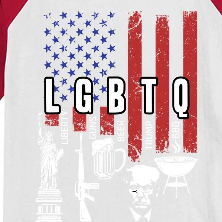 Lgbtq Liberty Guns Bible Trump Bbq Usa Flag Vintage Cool Gift Kids Colorblock Raglan Jersey