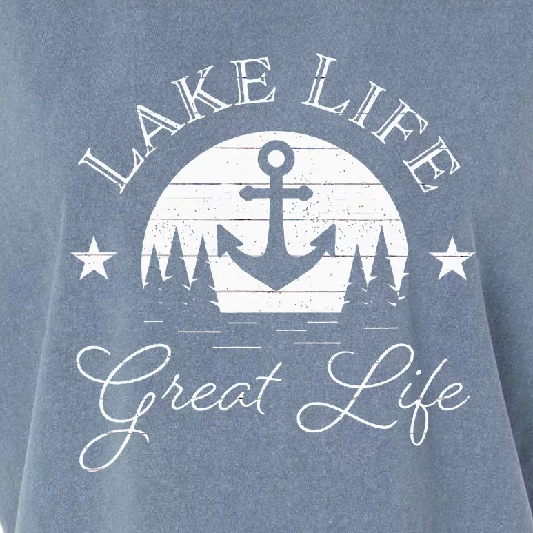 Lake Life Great Life On Water Good Nature Living Happiness Garment-Dyed Women's Muscle Tee