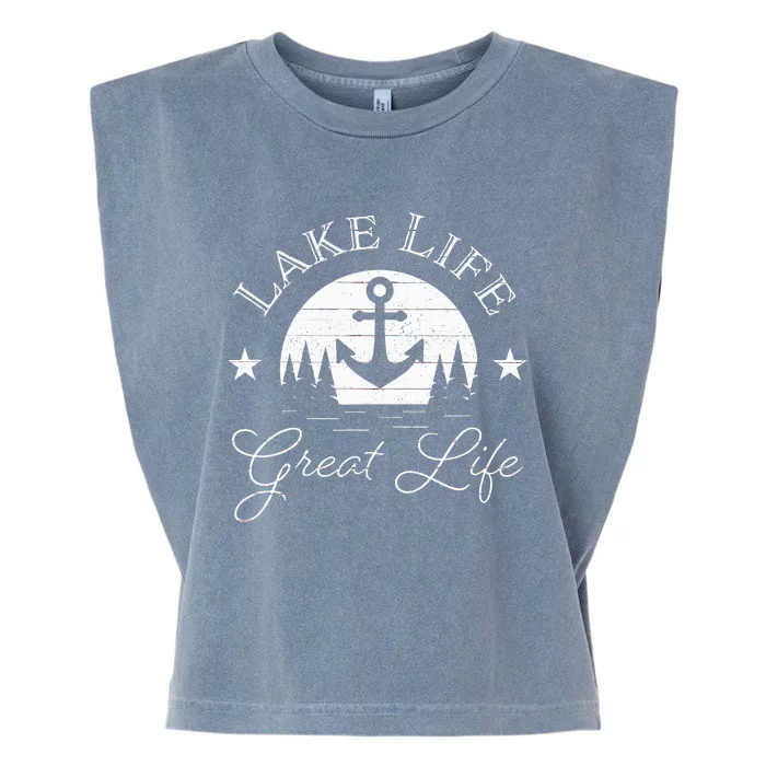 Lake Life Great Life On Water Good Nature Living Happiness Garment-Dyed Women's Muscle Tee