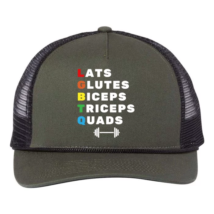 Lgbtq Lats Glutes Biceps Triceps Quads Weightlifting Retro Rope Trucker Hat Cap