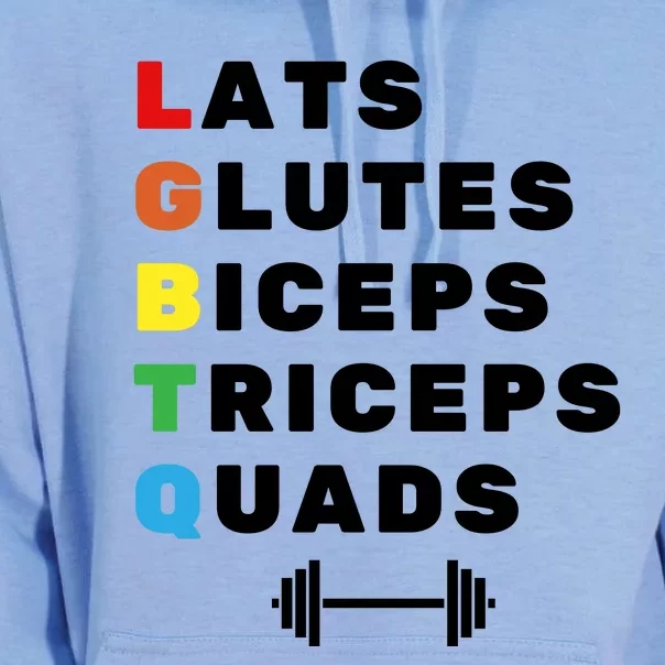 Lgbtq Lats Glutes Biceps Triceps Quads Weightlifting Unisex Surf Hoodie