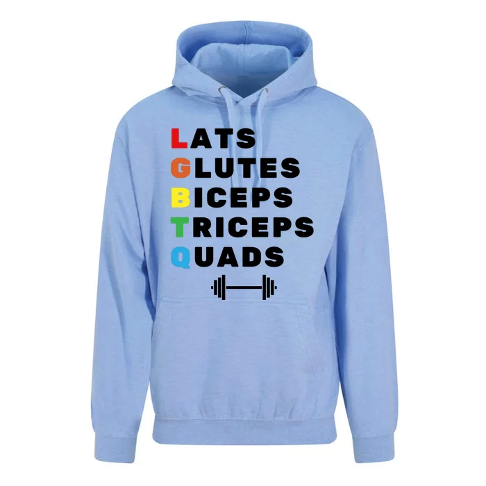 Lgbtq Lats Glutes Biceps Triceps Quads Weightlifting Unisex Surf Hoodie