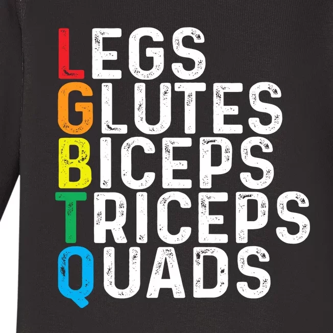 Lgbtq Legs Glutes Biceps Triceps Quads Gay Gym Exercise Baby Long Sleeve Bodysuit