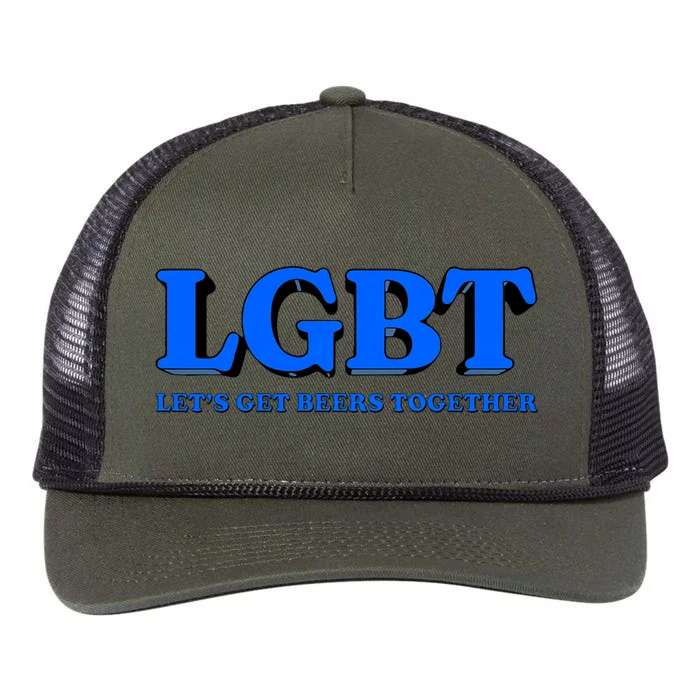 Lgbt Let’S Get Beers Together Funny Drinking Retro Rope Trucker Hat Cap