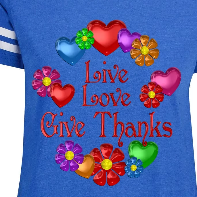 Live Love Give Thanks Gift Enza Ladies Jersey Football T-Shirt