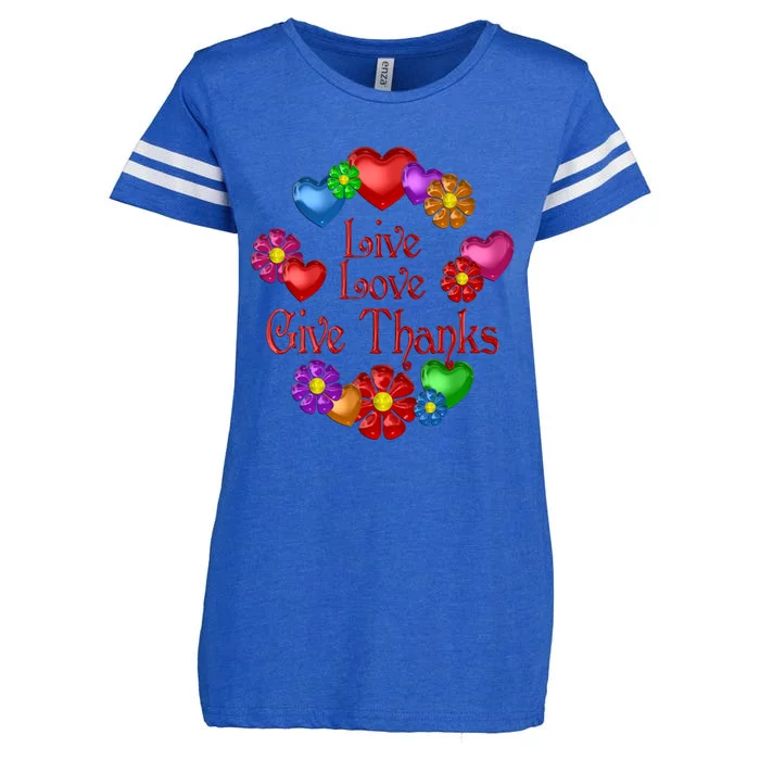 Live Love Give Thanks Gift Enza Ladies Jersey Football T-Shirt