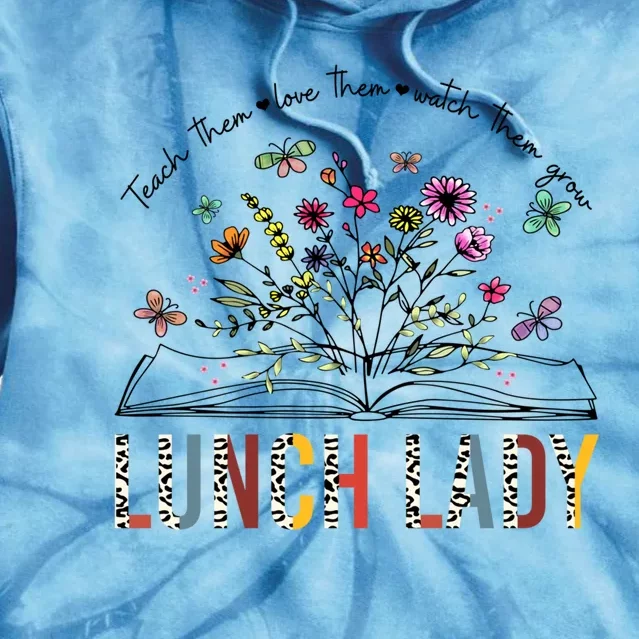 Lunch Lady Gift Teacher Book Wildflower Great Gift Tie Dye Hoodie