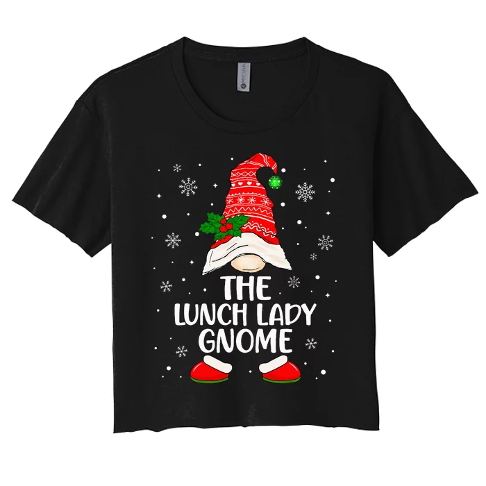 Lunch Lady Gnome Funny School Cafeteria Worker Christmas Women's Crop Top Tee