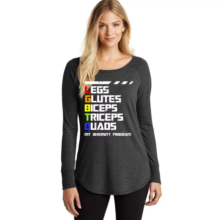 Lgbtq Legs Glutes Biceps Workout Gym Diversity Program Women's Perfect Tri Tunic Long Sleeve Shirt