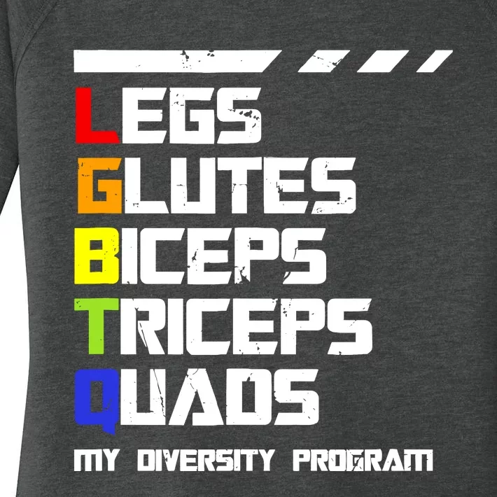 Lgbtq Legs Glutes Biceps Workout Gym Diversity Program Women's Perfect Tri Tunic Long Sleeve Shirt