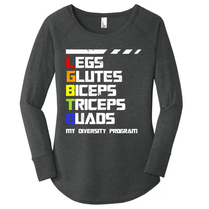 Lgbtq Legs Glutes Biceps Workout Gym Diversity Program Women's Perfect Tri Tunic Long Sleeve Shirt