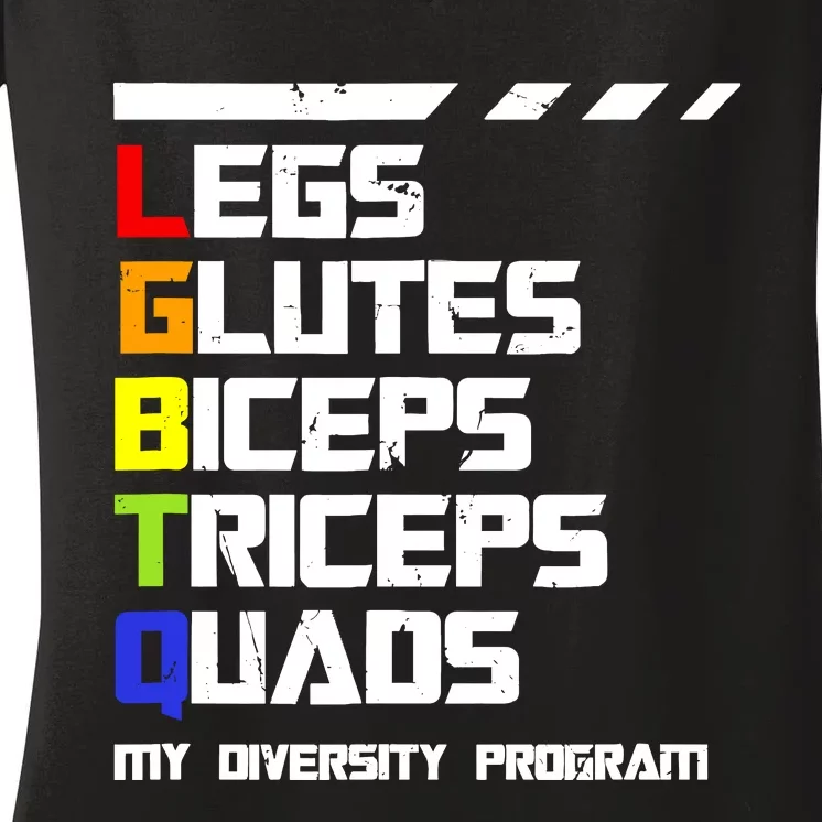 Lgbtq Legs Glutes Biceps Workout Gym Diversity Program Women's V-Neck T-Shirt