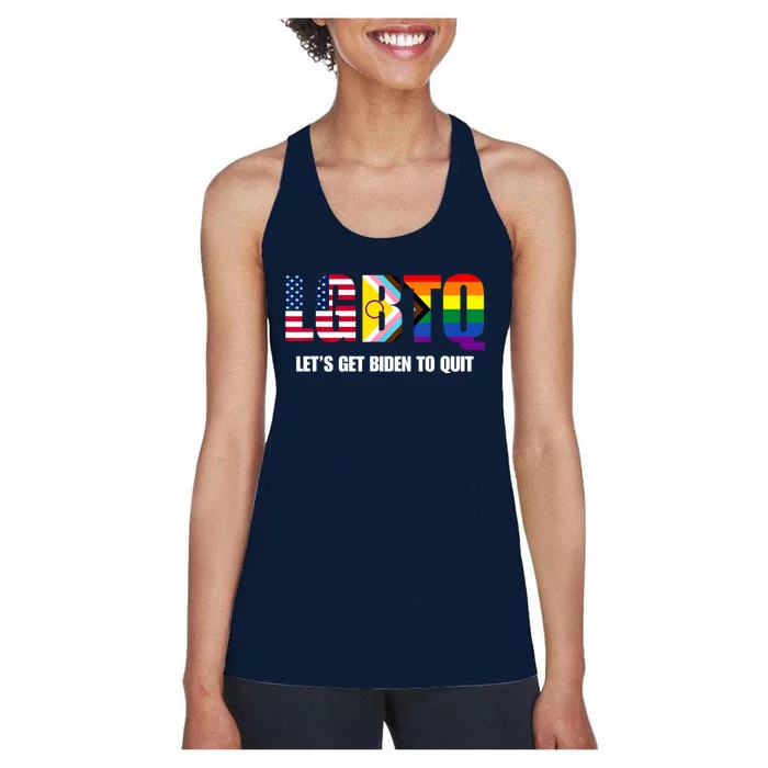 LGBTQ Lets Get Biden To Quite Funny Gay Pride Women's Racerback Tank