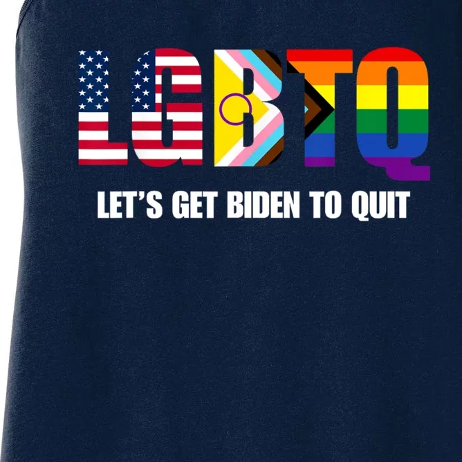 LGBTQ Lets Get Biden To Quite Funny Gay Pride Women's Racerback Tank