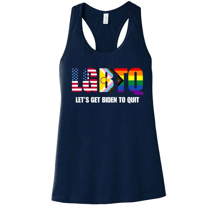 LGBTQ Lets Get Biden To Quite Funny Gay Pride Women's Racerback Tank