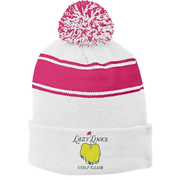 Lazy Links Golf Club Stripe Pom Pom Beanie