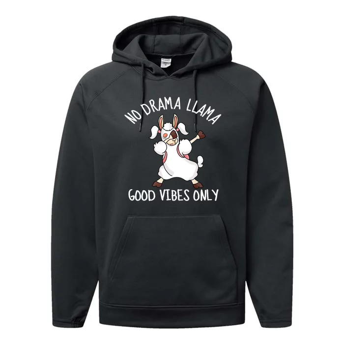 Llama Love Good Vibes Dabbing School Girl Teens Gift Performance Fleece Hoodie